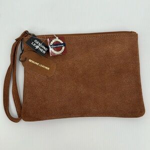 Great American Leatherworks NWT Suede Wristlet Zipper‎ Closure Brown